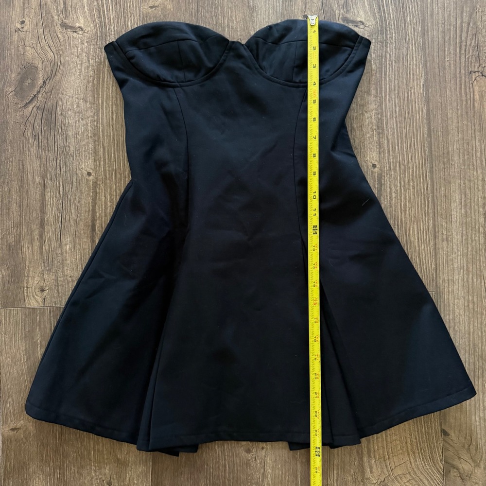 Peppermayo Victoria Strapless Mini Dress Size 4 Black Sweetheart Pleated Baddie - Picture 11 of 12